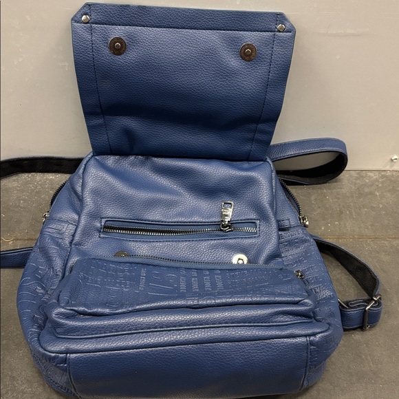 Steve Madden Embossed Navy Mini Backpack - Picture 2 of 4